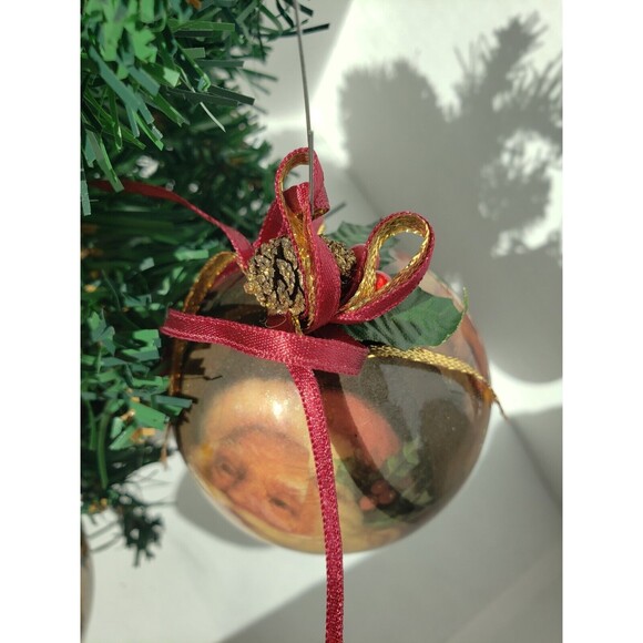 2 Lot Vintage Paper Mache Christmas Ornaments Of Santa: 1 Egg, 1 Round - Picture 9 of 10